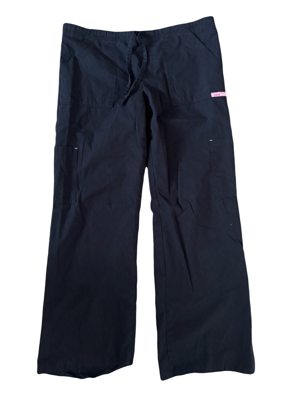 Early 2000’s Y2K Black Wide-Leg Pull-On Scrub Pants with Drawstring